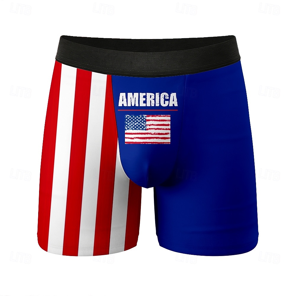Муж. 4 июля — 250-летие США Флаг США Эластичные боксерские трусы Плавки Боксерские шорты для плавания Патриот Повседневные Дом Пляжный отдых 2026 - $16.99 –P1
