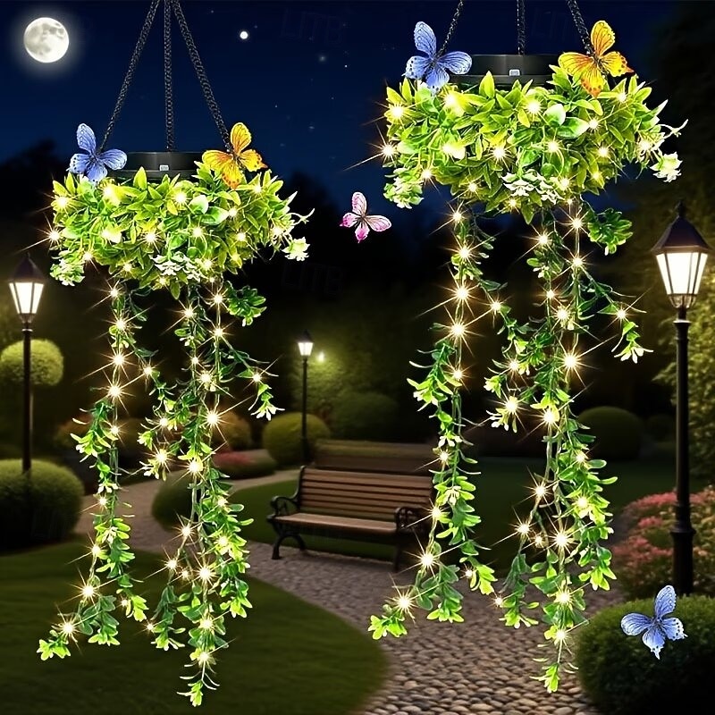 Luci solari da giardino sospese per primavera ed estate, 66 LED realistici con fiori e rampicanti, decorazioni per esterni impermeabili IP65 per giardino, patio e recinzione, accensione automatica 8-12 ore, regalo per la mamma del 2026 a $35.99 –P1