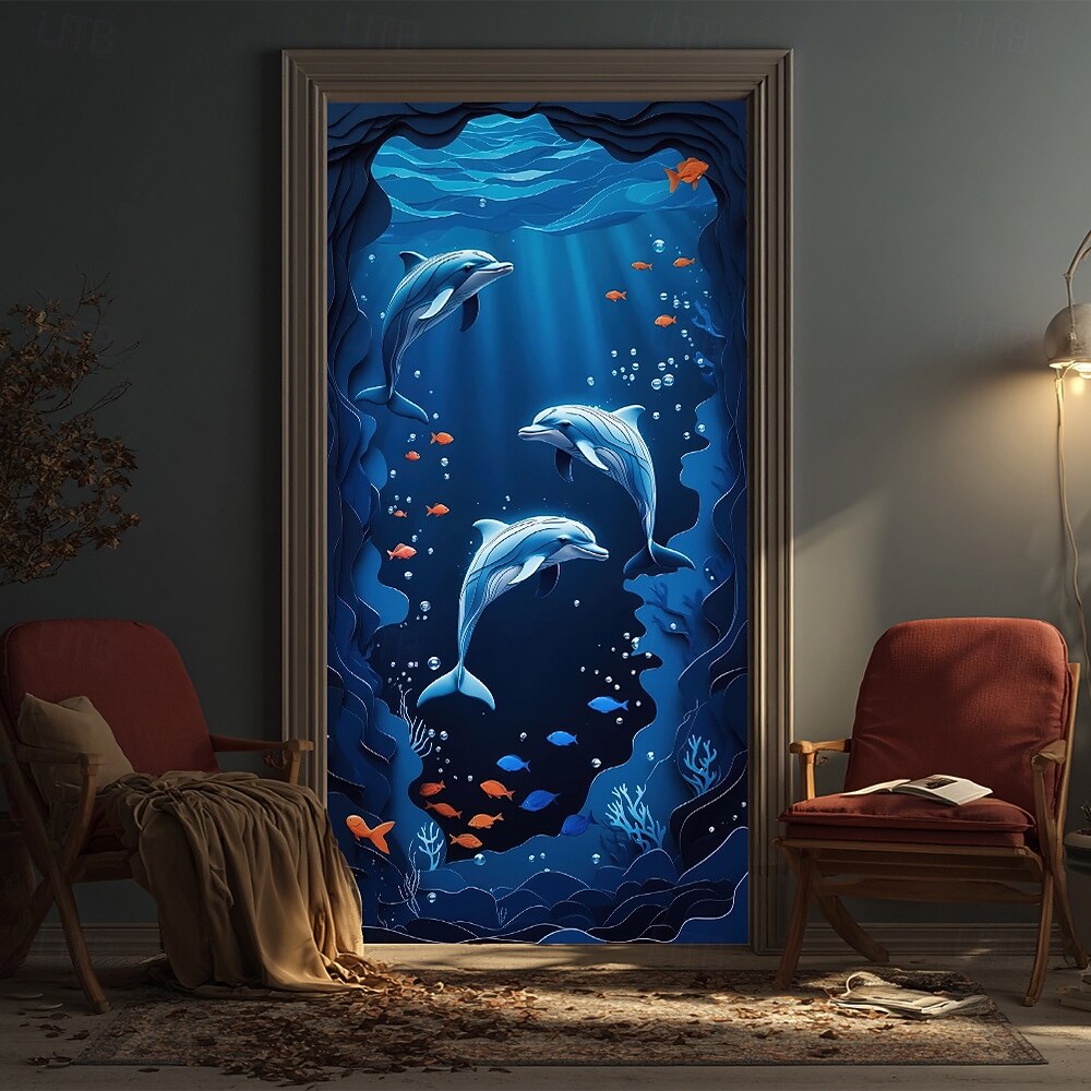 Posters Door Cover Outdoor Banners Dolphin Vacation 3D Party Dorm Teens Room College Dorm Guys Man Cave Frat Bedroom Shooting Backgrounds Home Decor 2026 - $17.99 –P6