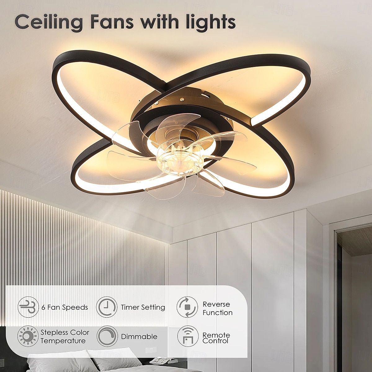 Modern Ceiling Fan with Lights, Low Profile Ceiling Fans with Remote Control and APP Control, 6 Speed Reversible Blades, Stepless Dimmable LED Ceiling Light Fan for Living Room Bedroom Kitchen 2026 - $161.99 –P8