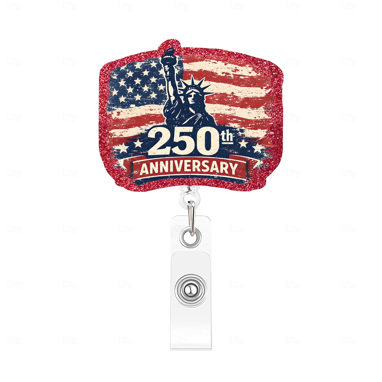 Porta badge retrattile per il 250° anniversario dell'America con clip a coccodrillo, porta badge identificativo per il 250° anniversario dell'indipendenza, accessori per il 4 luglio 1776-2026, regalo del 2026 a $9.99 –P12