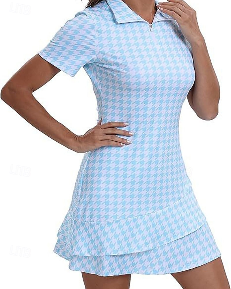 Dam Grafisk Leopard Geometrisk Tennisklänning med shorts Sportklänning Golfpikéklänning Kortärmad Fjärdedels blixtlås Asymmetrisk Elastisk Svettavvisande Andningsfunktion Tennis Golf Badminton 2026 - $22.99 –P17