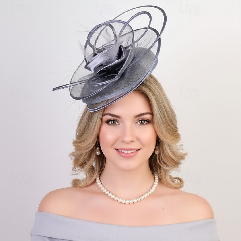 Fascinadores Sinamay Casamento Aniversário Elegante Vintage Estilo bonito Com Penas Flor Capacete Chapéu de 2026 por $38.99 –P7