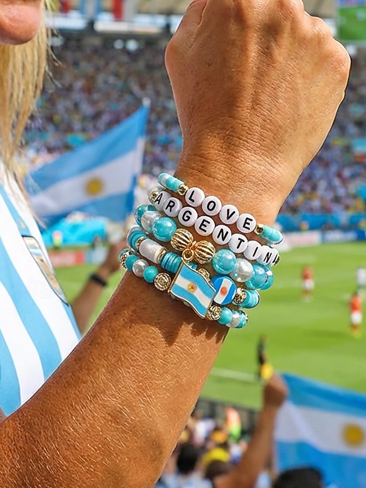 Damen-Armbandset in Flaggenfarben, stapelbarer Fächerschmuck aus Legierung in verschiedenen Länderdesigns für Fußballspiele, Teamunterstützung, lässige Alltagskleidung und Spieltagsoutfits. 2026 - E£512.24 –P1