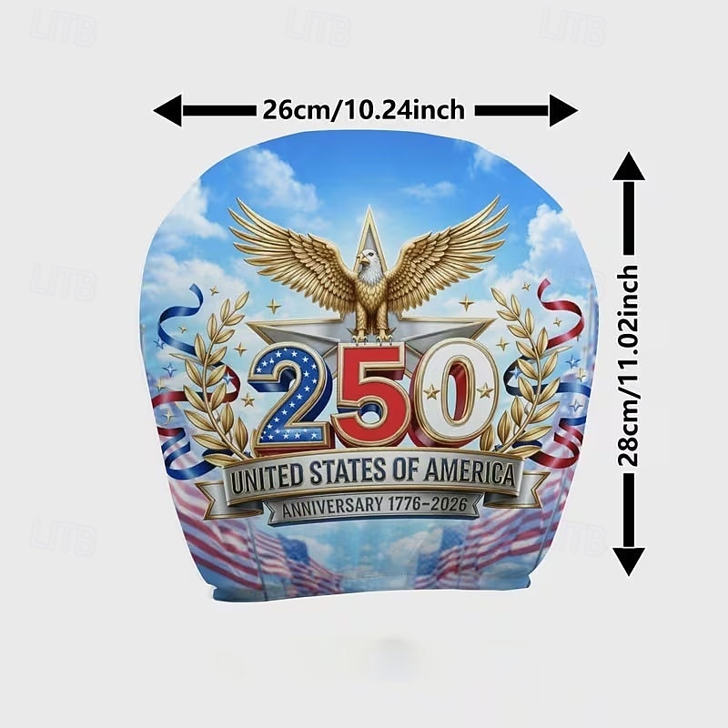 2026年 2個のアメリカ国旗独立プリントの車のヘッドレストカバー、高弾性設計で詰め物のないシート保護、車のシートヘッドレストカバー、車用シートクッション、愛国的なテーマ、車の内装  コレクション – $9.49 –P24
