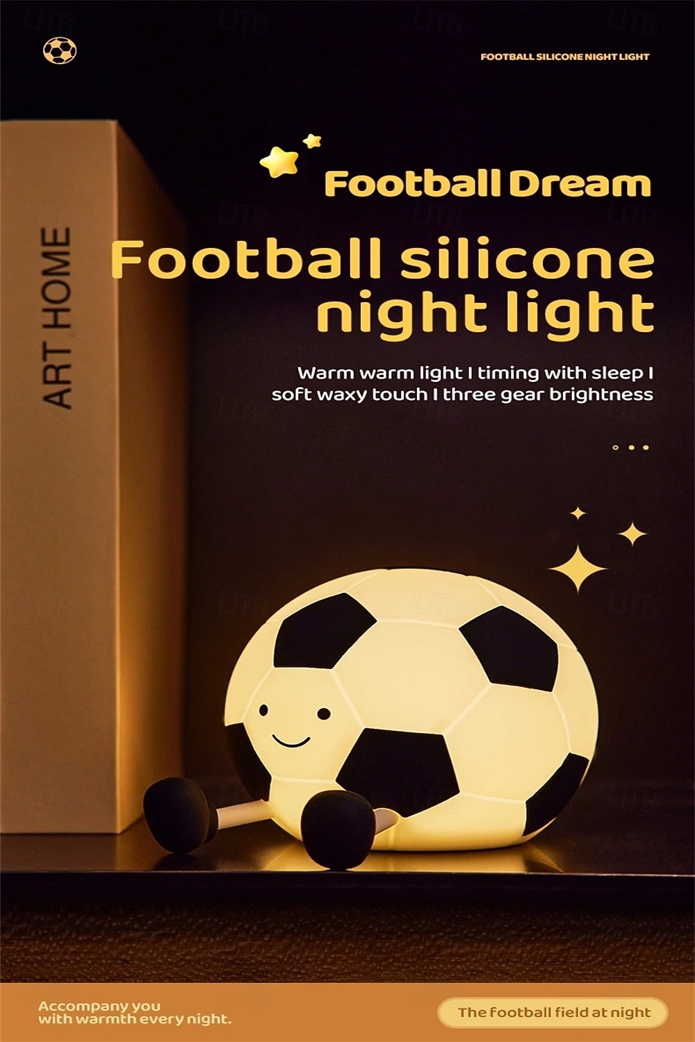 Soccer Night Light for Kids Boys, Soft Silicone Football Lamp with 3 Brightness Levels and Timer, USB Rechargeable Squishy Bedside Light for Bedroom Decor, Cute Sports Gift for Soccer Fans 2026 - $17.99 –P1
