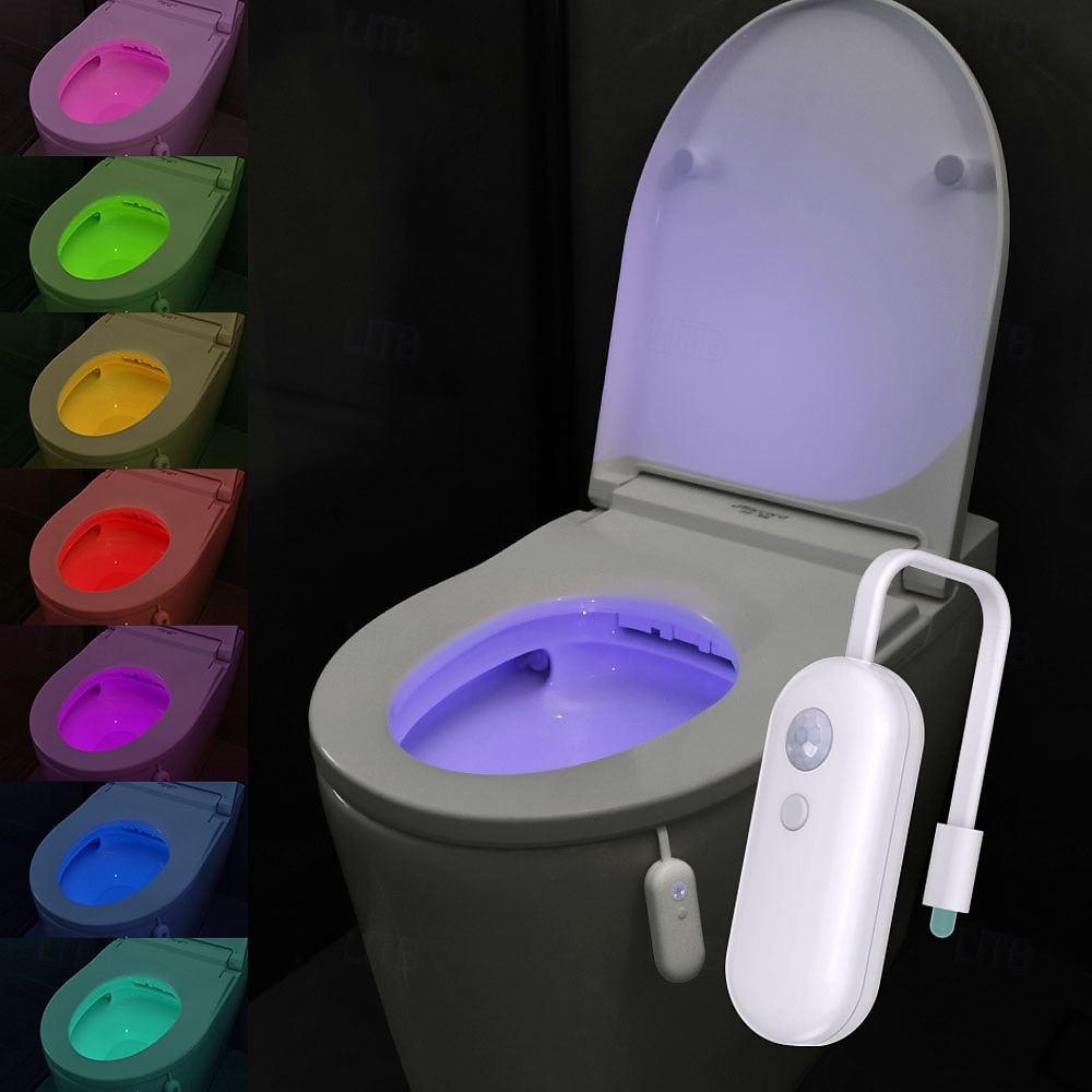 1 unidad de lámpara colgante con forma de gota de agua, novedosa y creativa, con sensor humano, luz ambiental inteligente y automática, luz nocturna RGB recargable para inodoro. 2026 - $12.99 –P1