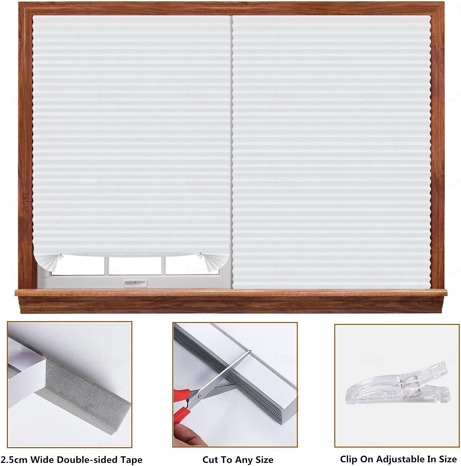 Cortinas opacas, persianas temporales sin taladro, estores plisados autoadhesivos para ventanas, cubierta de privacidad para dormitorio, habitación de residencia estudiantil o apartamento. 2026 - $11.49 –P7