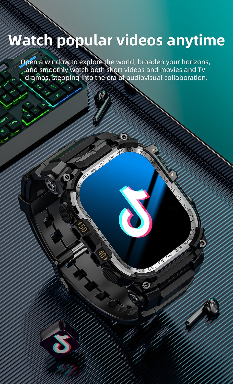 Relógio inteligente Lokmat Appllp 7 Max de 2,06 polegadas com 4G LTE, pedômetro, lembrete de chamadas, monitor de sono, compatível com Android e iOS, unissex, GPS, chamadas em modo mãos-livres, controle de mídia, IPX-4, 60 mm. de 2026 por $187.99 –P17