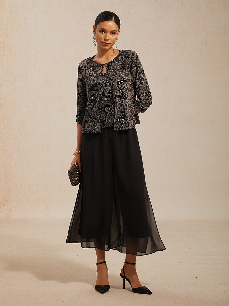 Damskie Koszula Boho Bluzka Eleganckie topy Błyszczący W Tureckie Wzory Elegancja Elegancki Rękaw 3/4 Półgolf Zwykłe topy Codzienny Praca Gość weselny Czarny Lato Wiosna Jesień 2026 - $135.99 –P6