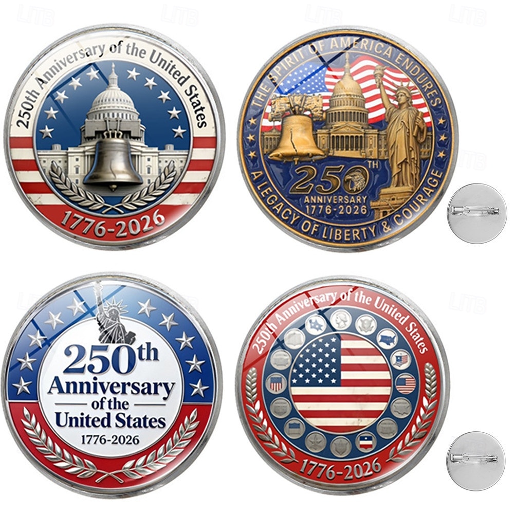 4 db-os amerikai 250. évfordulós hajtókatű 1776-2026 hazafias fehér sas szabadságharang emlékbross szuvenír hazafiaknak veteránok gyűjtők hátizsák dzseki dekoráció 2026 - $10.99 –P5