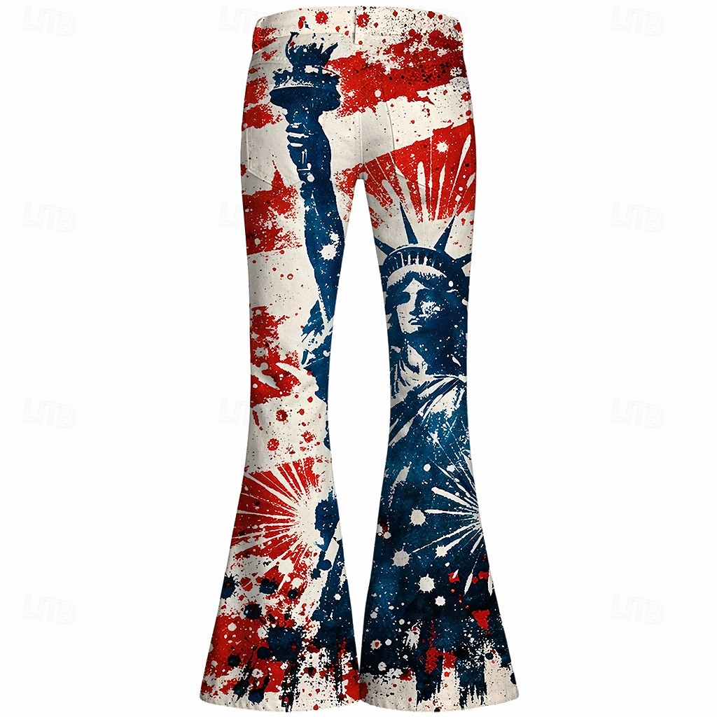 250º Aniversário EUA Retro Vintage Anos 70 Calças Calça boca de sino Hippie Discoteca Cintura Alta Fantasia Mulheres Baile de Máscaras 4 de julho Festa Dia da Independência Adulto Calças de 2026 por $35.99 –P6