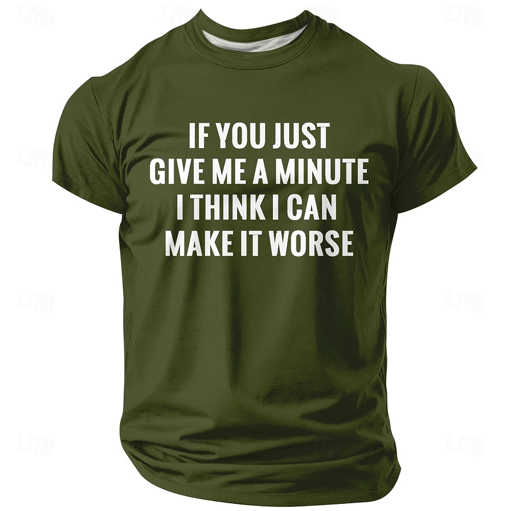 Maglietta da uomo divertente e sarcastica con la scritta "Se mi dai solo un minuto penso di poter peggiorare le cose", blu navy, con grafica e slogan umoristico, ideale come regalo, taglie S-5XL. del 2026 a $21.99 –P2