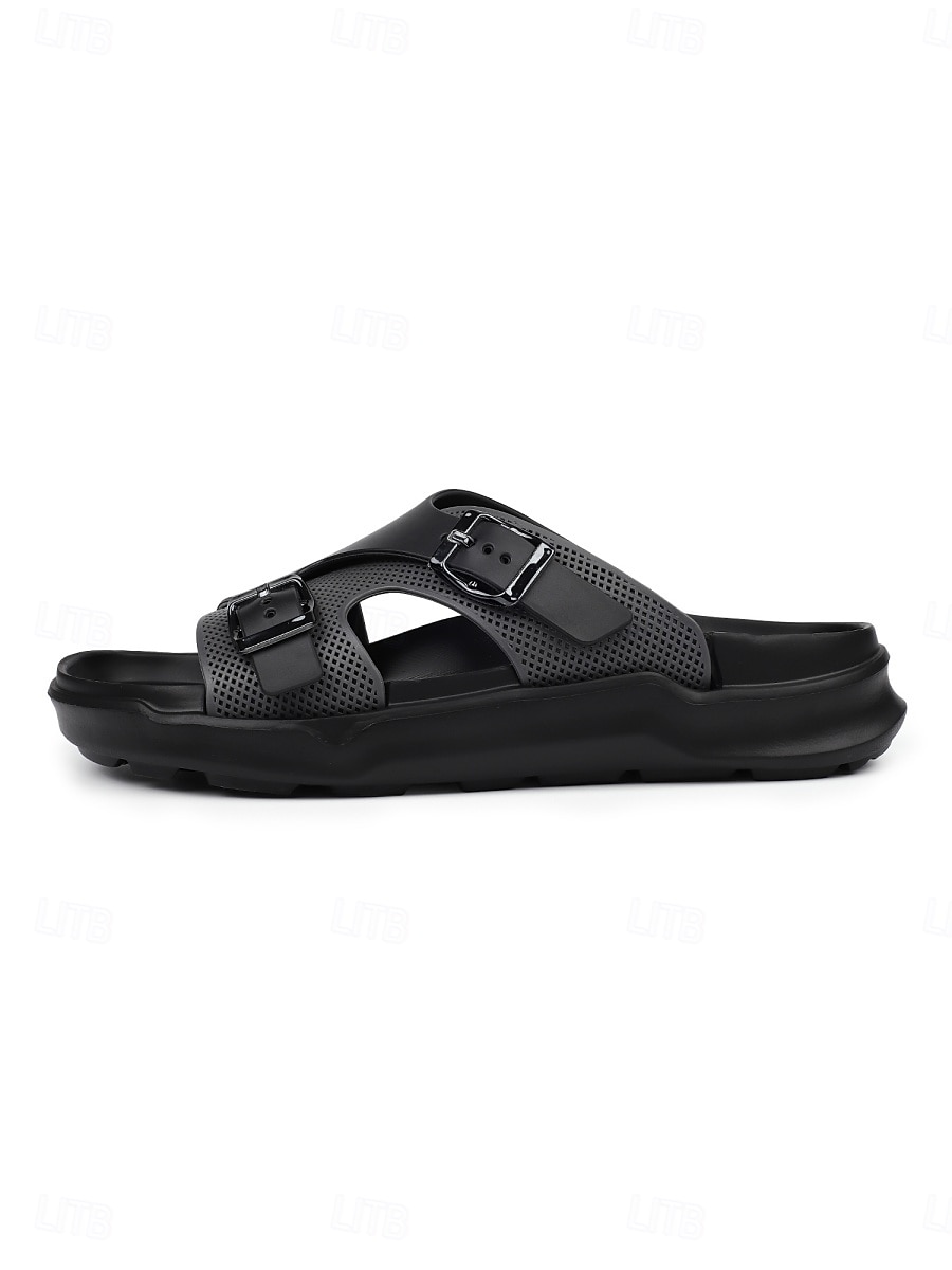 Men's Black and White Double Strap Slide Sandals Open-Toe Comfort Casual Slippers for Resort & Poolside, Beach Vacation, Poolside Relaxing, Travel, Outdoor Leisure and Summer Everyday Wear 2026 - $26.99 –P5