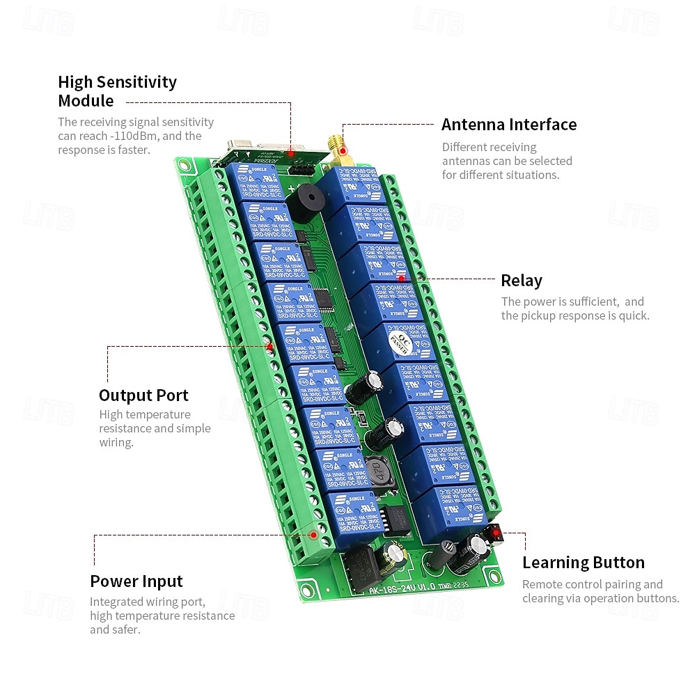 DC12V 24V 18CH Wireless Remote Control Switches Learning Code Relay Receiver 10A Relay 433mhz 2026 - $61.99 –P3