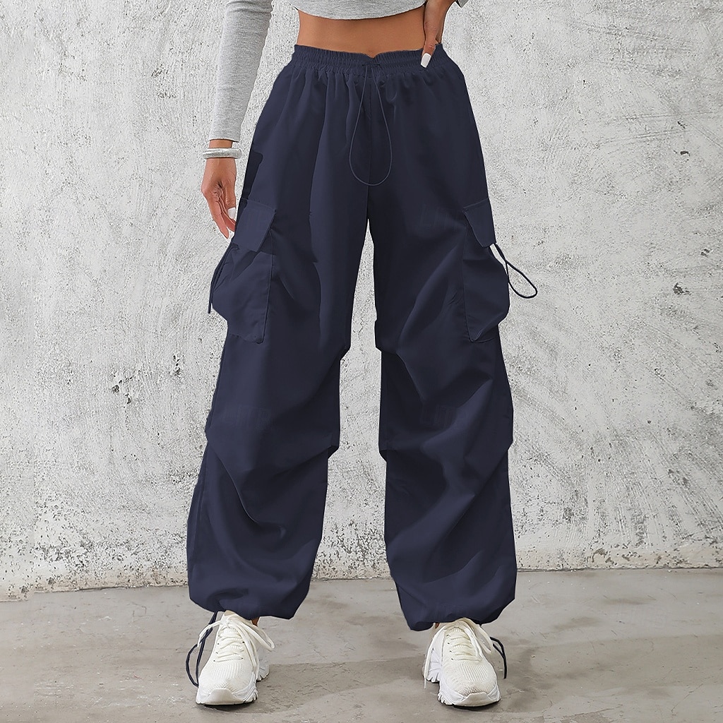 Per donna Pantaloni Cargo Pantaloni Pantaloni da Lavoro Pantaloni Estivi Vacanza Moda Casual Quotidiano Lunghezza intera Misura del girovita medio Semplice Coulisse Tasca Elastico in vita Comodit del 2026 a $34.99 –P6