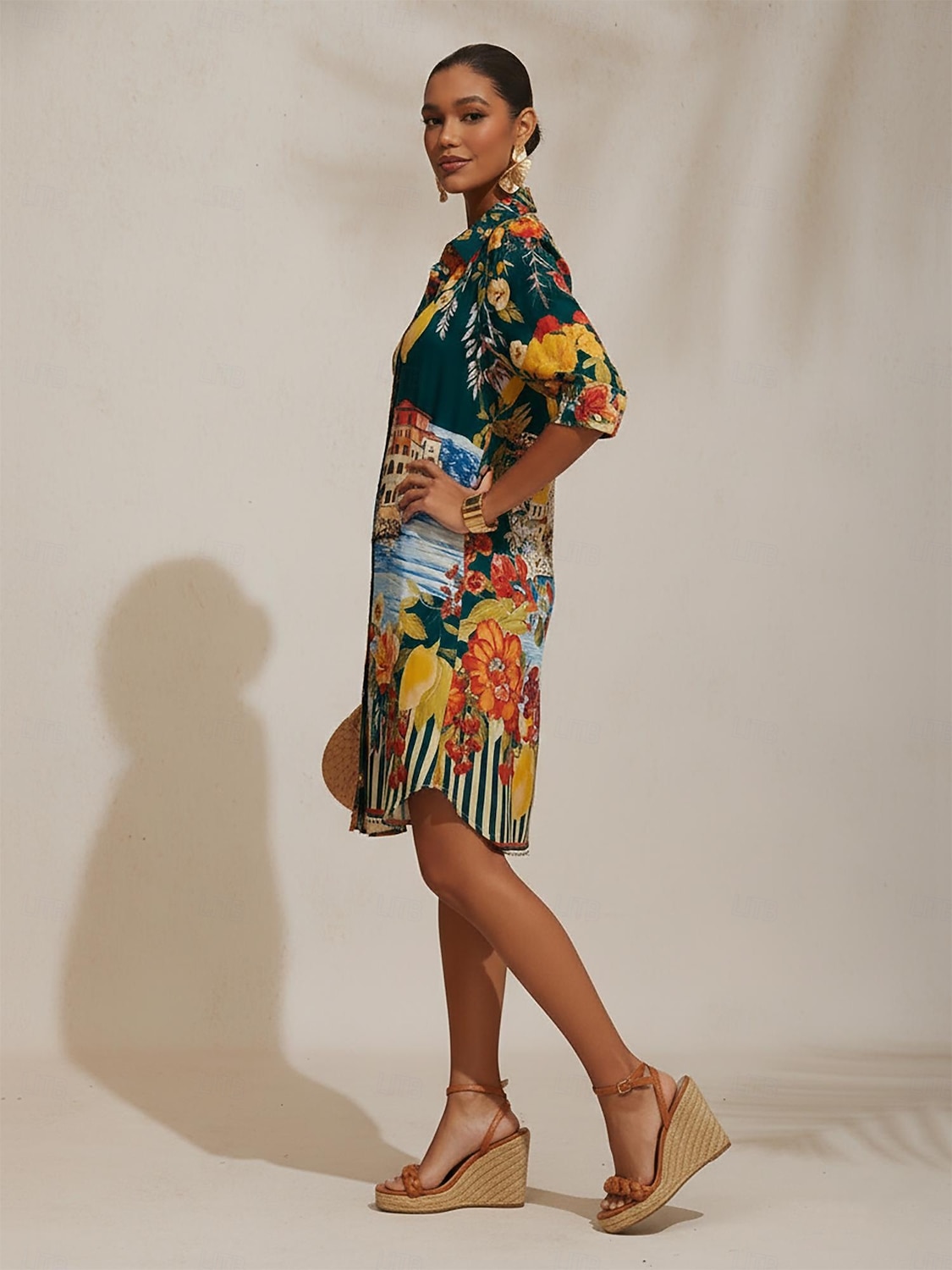 santorinin kesäinen silkkinen luonnonkaunis kukkakuvioinen paitamekko 2026 - AU $137.18 –P5