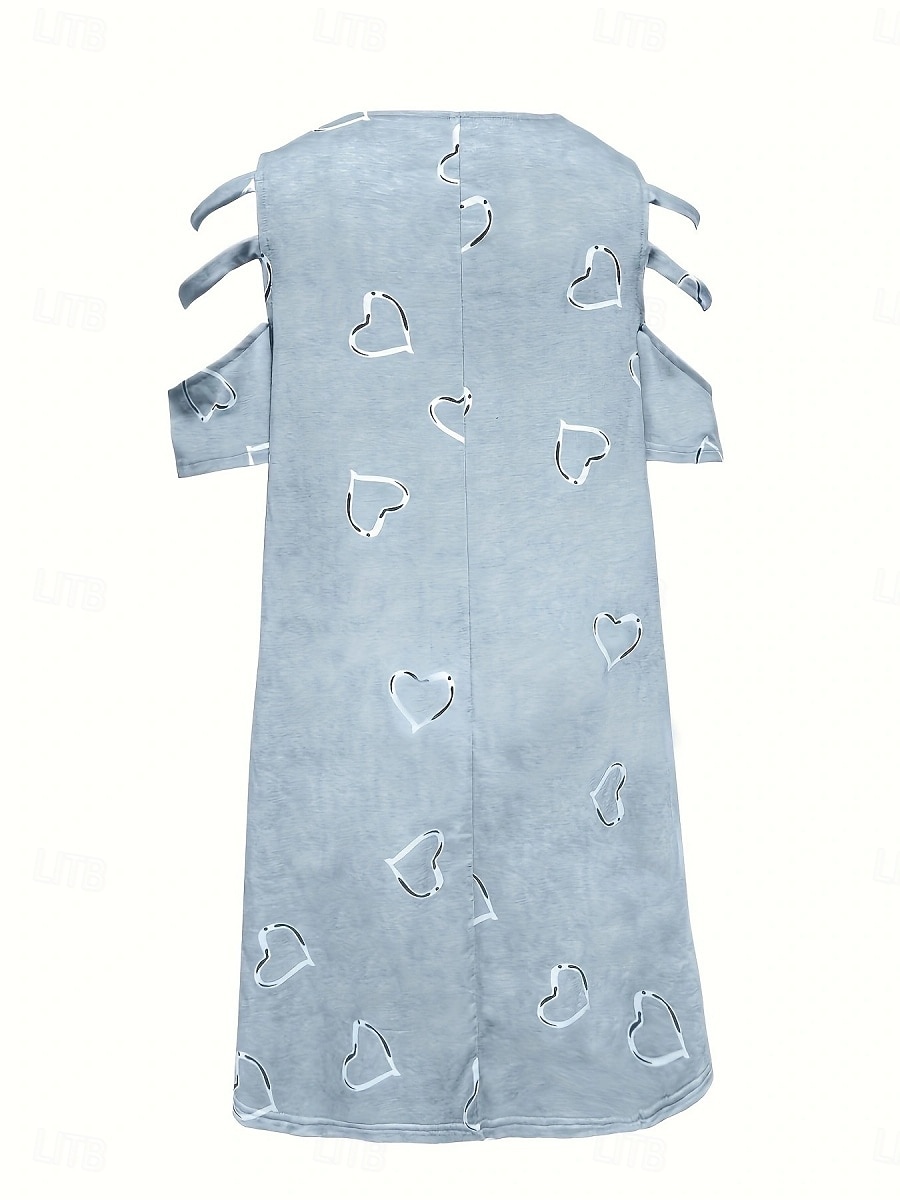 Women's Mini Dress Casual Dress Print Dress Elegant Fashion Modern Outdoor Vacation Going out Loose Fit Heart Short Sleeve V Neck Blue White Purple Green Summer Spring 2026 - $16.49 –P17