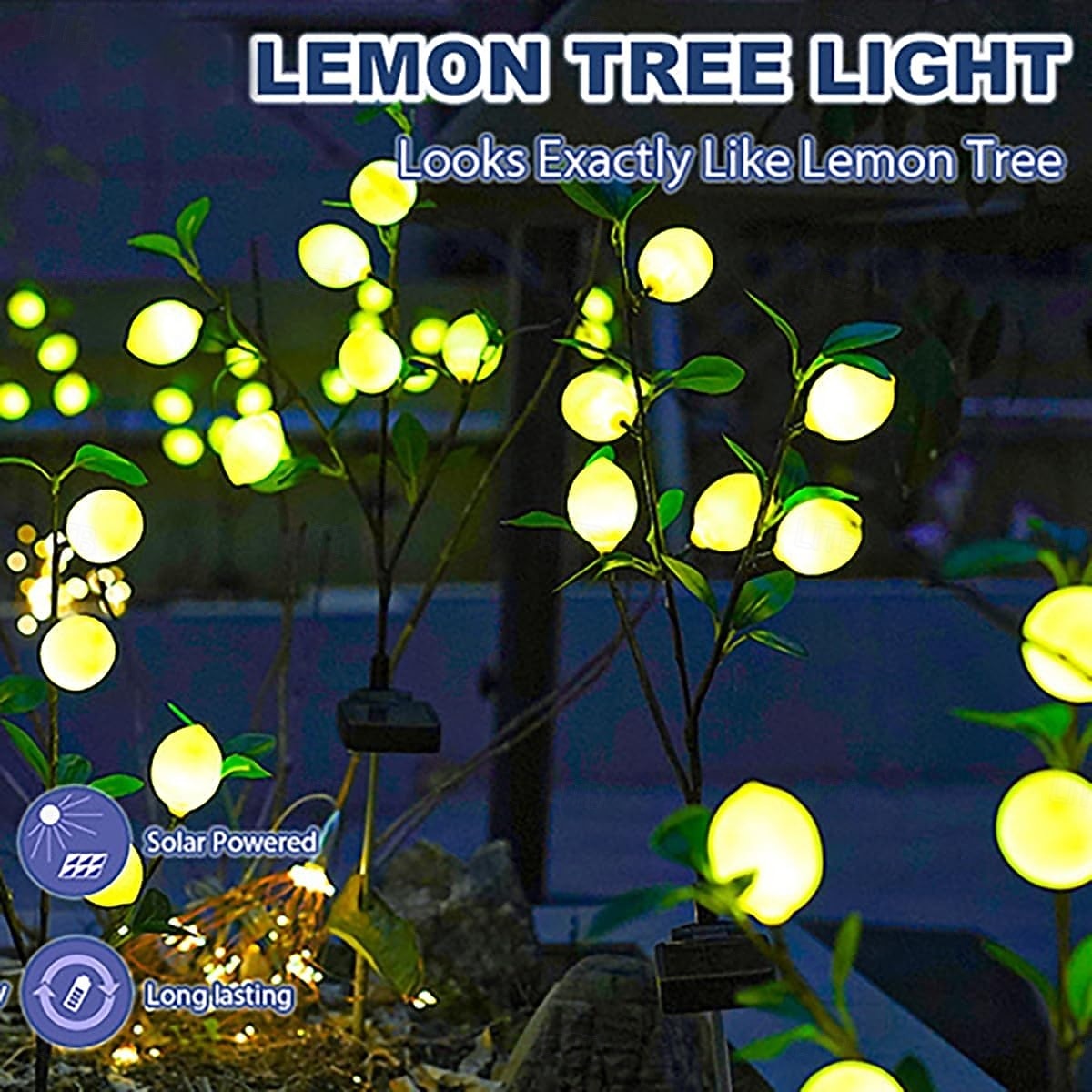 Venkovní solární zahradní světla, 1 balení solárních světel na květiny s realistickým citronem, vodotěsná LED solární světla, venkovní krajinářské osvětlení na dvůr, zahradu, trávník, cestu, dekorace 2026 - $17.99 –P4