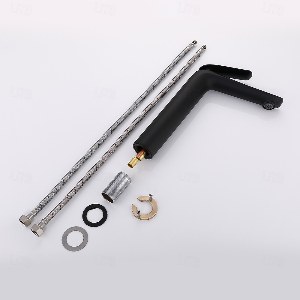 Классический однорычажный смеситель для раковины в ванной комнате с гальваническим покрытием, однорычажный, с одним отверстием, черного цвета. 2026 - ₩327234 –P9