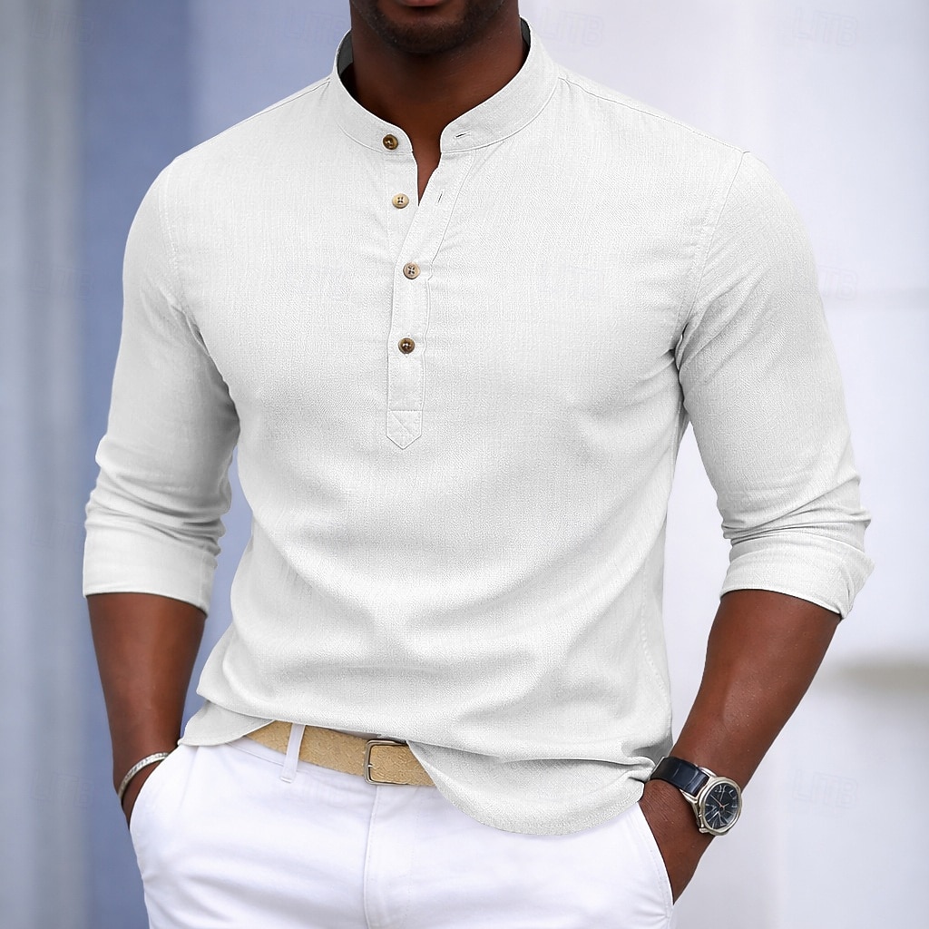 Per uomo Camicia Camicia elegante Camicia con Bottoni Pullover Tinta unica Quotidiano Affari Nero Bianco Marrone Blu scuro Manica Lunga Collo ripiegato Tutte le stagioni Abbigliamento Puro del 2026 a $10.49 –P2