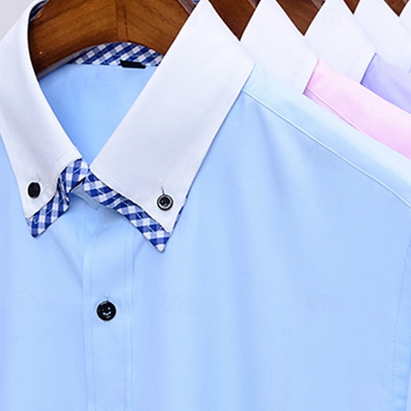Voor heren Overhemd Button-down overhemd Kleurenblok Dagelijks liiketoiminta Licht Blauw Wit Roze Blauw Lange mouw Strijkijzer Alle seizoenen Kleding Lapwerk 2026 - $25.99 –P3