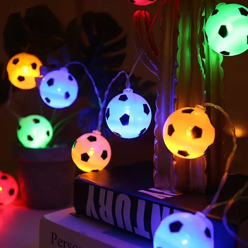 1 cadena de luces LED de 2 m y 10 ledes para balón de fútbol: luces LED de interior con caja de batería, luz cálida, luz blanca y opciones de luz de colores para sala de estar, dormitorio, fiesta y 2026 - $10.99 –P5