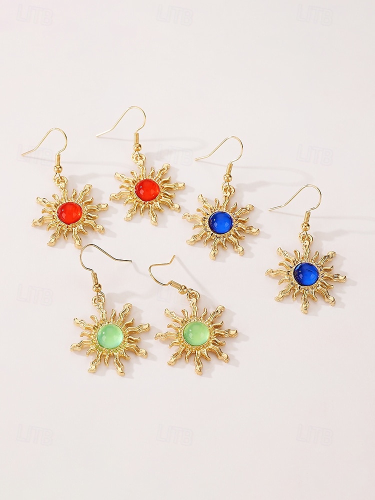 Bohemiska örhängen med solhänge för kvinnor – legeringsmaterial, flera färgalternativ, perfekta för vardagskläder och strandsemesterstil 2026 - $7.99 –P7
