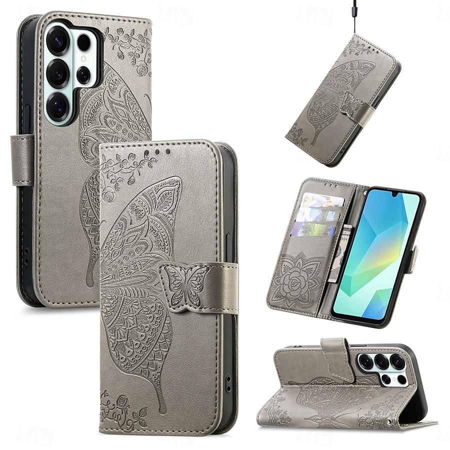 Phone Case For Samsung Galaxy S26 S26 Plus S26 Ultra Wallet Case Flip Cover with Wrist Strap Kickstand Butterfly Retro TPU PU Leather 2026 - $14.99 –P2