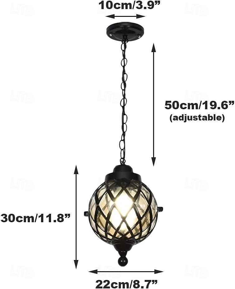 Уличные подвесные светильники, водонепроницаемые, IP23, для крыльца, черная металлическая люстра с прозрачным стеклянным плафоном в железном каркасе, наружный фонарь для входа, патио, интересные идеи для жизни. 2026 - $113.99 –P10