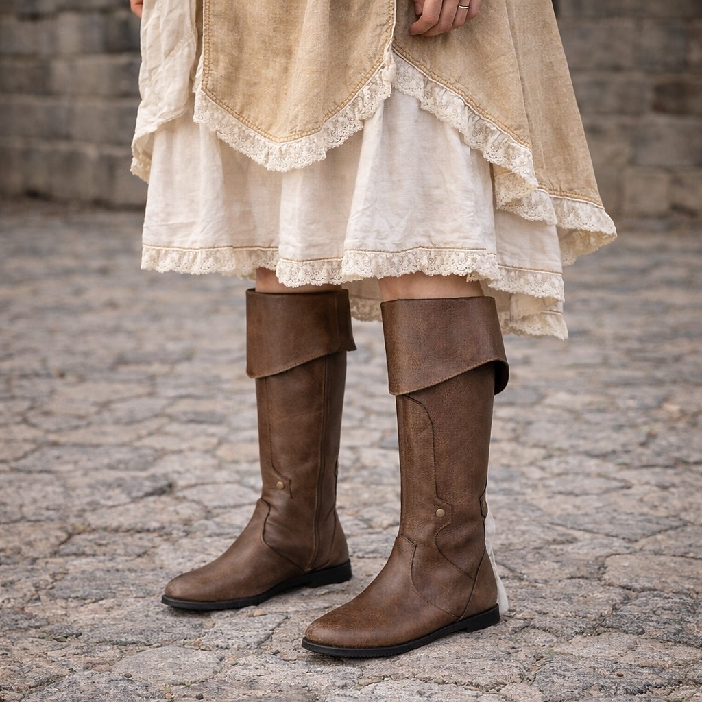 Mittelalterlich Renaissance Steampunk Schuhe Stiefel Pirat Wikinger Keltischer Ritter Kostüm Damen Vikinger Seeräuber Halloween Karneval Leistung LARP Renaissance-Messe Erwachsene Schuhe 2026 - $53.99 –P6
