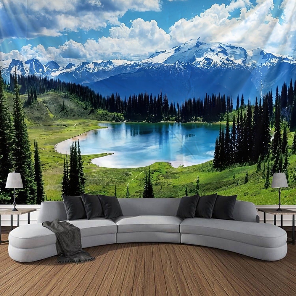 Natur, Wald, See und Sonnenlicht – realistische 3D-Landschaft, Wandteppiche mit grünen Bäumen und blauem Himmel, sommerliche Landschaft, ideal für Schlafzimmer, Wohnzimmer, Homeoffice. 2026 - $45.99 –P7