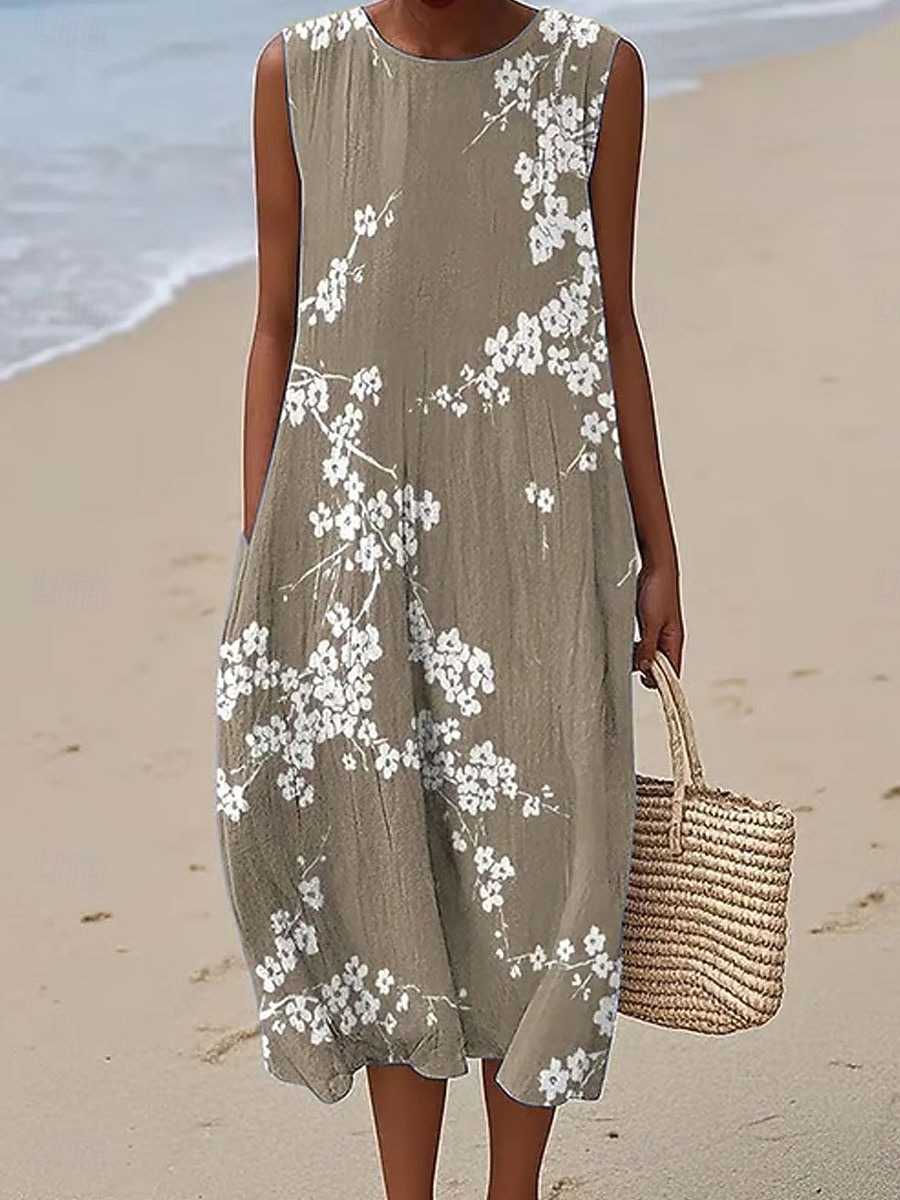 Mulheres Vestido midi Vestido de turno Vestidos Para o Verão Vestido A Line Férias Casual Boho Praia Festa Ajuste Largo Floral Gráfico Sem Manga Gola Redonda Azul Roxo Verde cáqui Verão Primavera de 2026 por $39.99 –P3