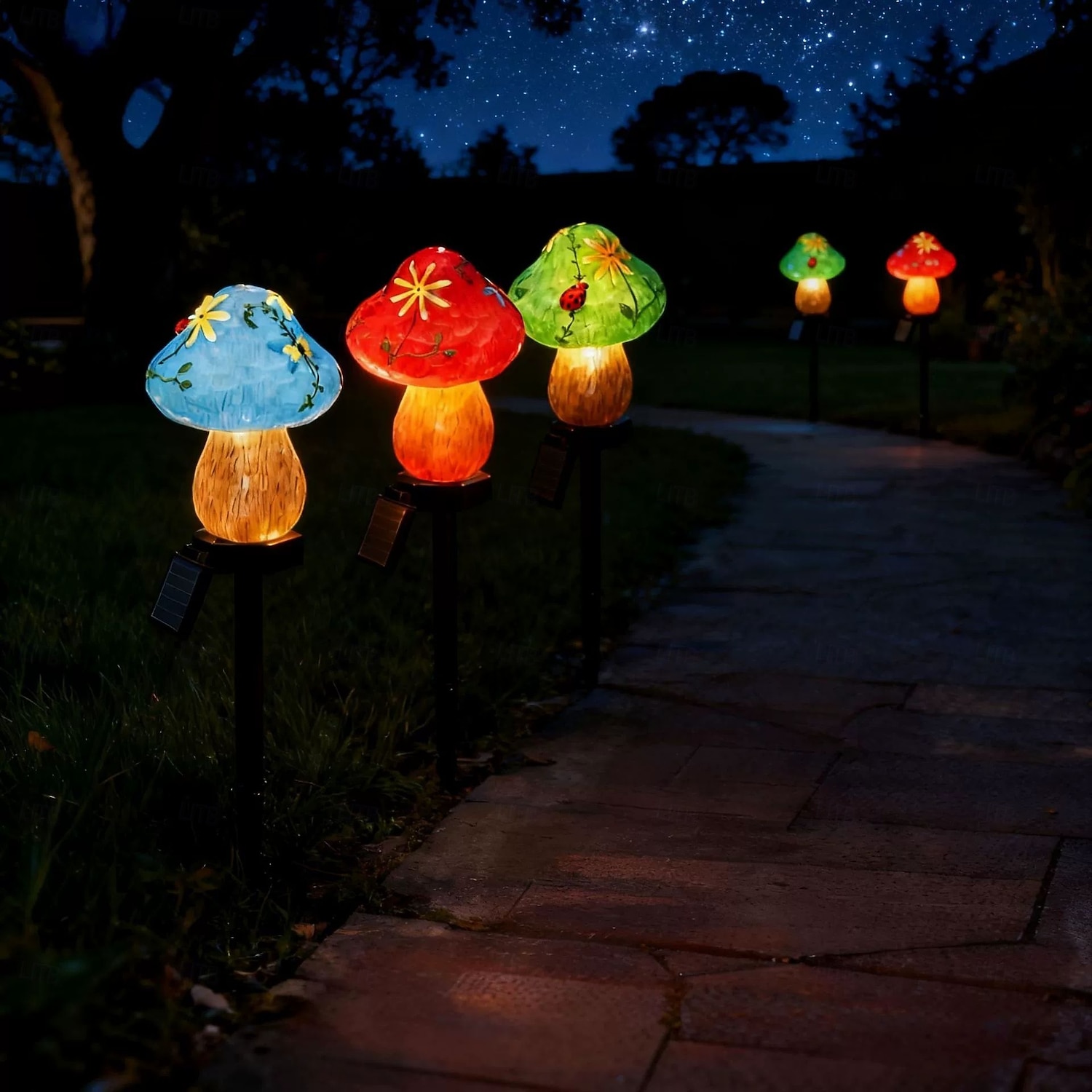 Lampy ogrodowe z żywicy zasilane energią słoneczną, wodoodporne, oświetlenie ścieżek zewnętrznych, dekoracja ogrodu w stylu willi (1 szt.) 2026 - $21.99 –P2