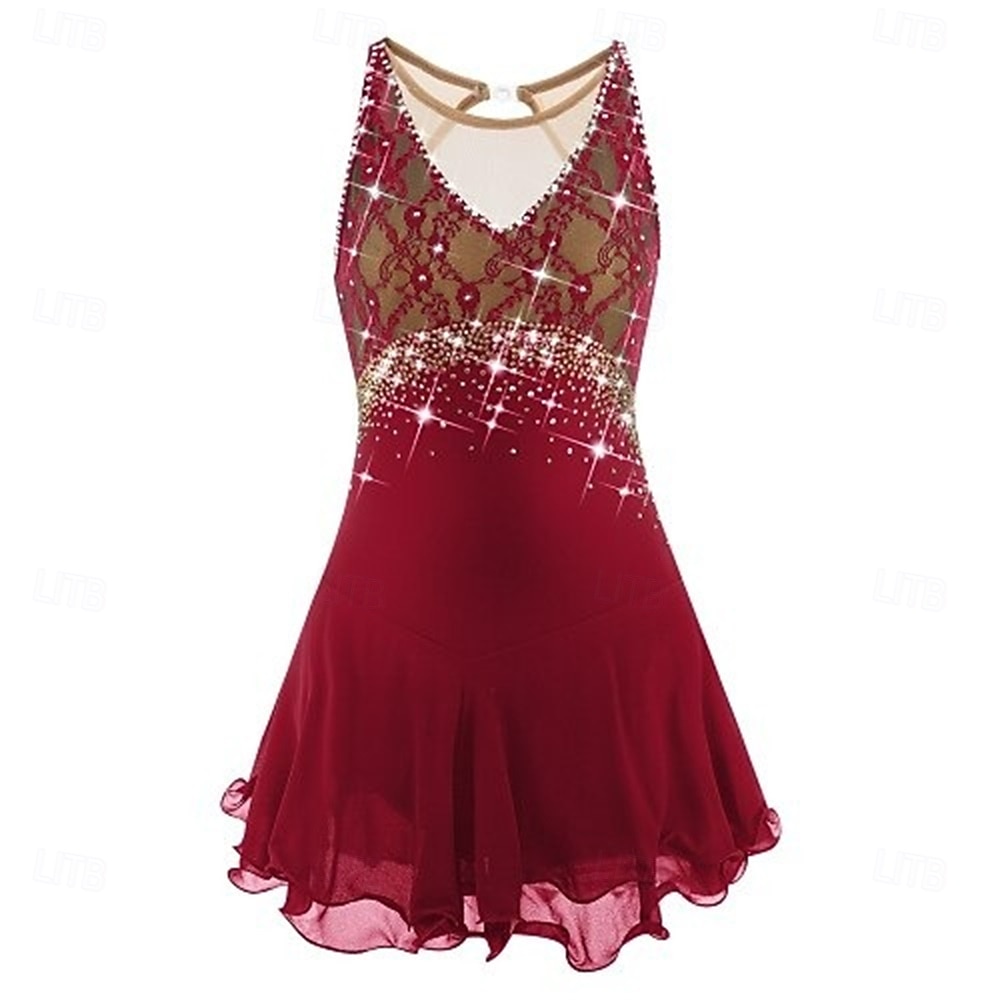 Abito da pattinaggio artistico Ragazze Pattinaggio sul ghiaccio Vestito Lilla Nero Bianco Patchwork Schiena aperta Elasticizzato Allenamento Competizione Vestiti da pattinaggio sul ghiaccio Classico del 2026 a $188.99 –P10