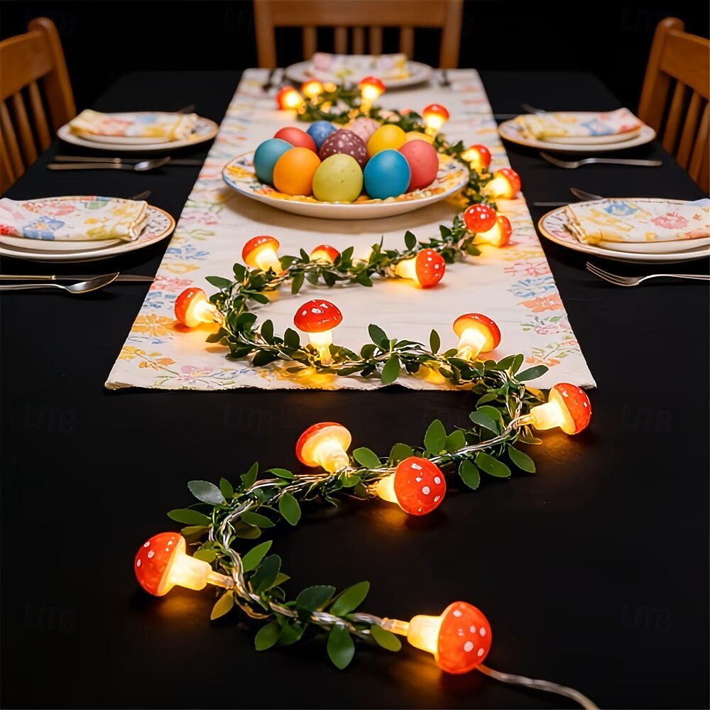 Guirnalda de luces LED con forma de hongo, 3 m, 20 LED, funciona con pilas, ideal para fiestas de Pascua, bodas, jardines, decoración interior y exterior. 2026 - $14.49 –P2
