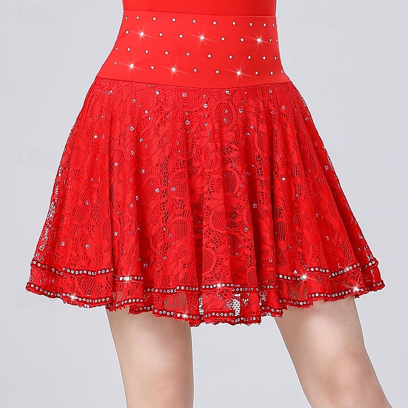 gonna da ballo da donna nera con strass e pizzo del 2026 a $57.99 –P3