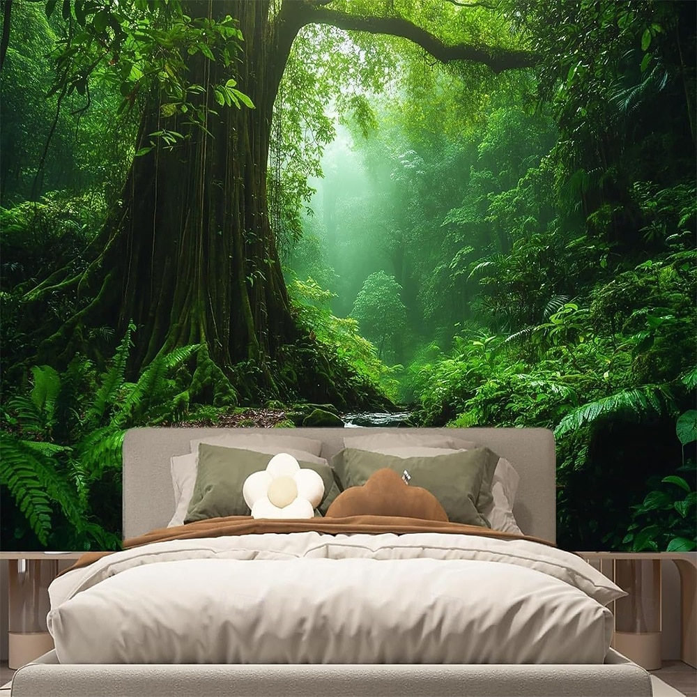 Tropical Jungle Ancient Forest Wall Tapestry Sunbeams Mossy Trees Stream Nature Landscape Wall Hanging Home Decor Living Room Bedroom Office Backdrop Art Mural 2026 - $20.99 –P9