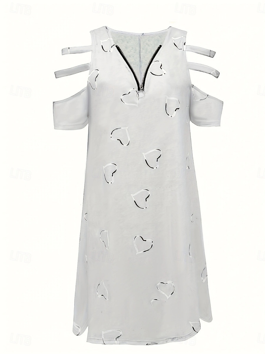 Women's Mini Dress Casual Dress Print Dress Elegant Fashion Modern Outdoor Vacation Going out Loose Fit Heart Short Sleeve V Neck Blue White Purple Green Summer Spring 2026 - $16.49 –P3