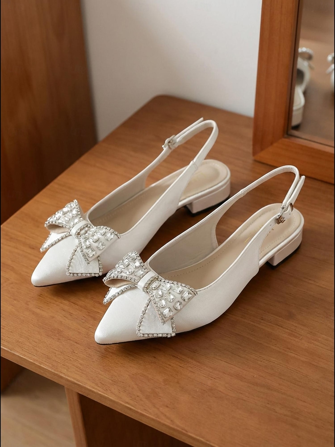 Pantofi de mireasă plați pentru femei, cu perle argintii și funde - pantofi de mireasă eleganți pentru nunți în grădină 2026 - $42.99 –P1