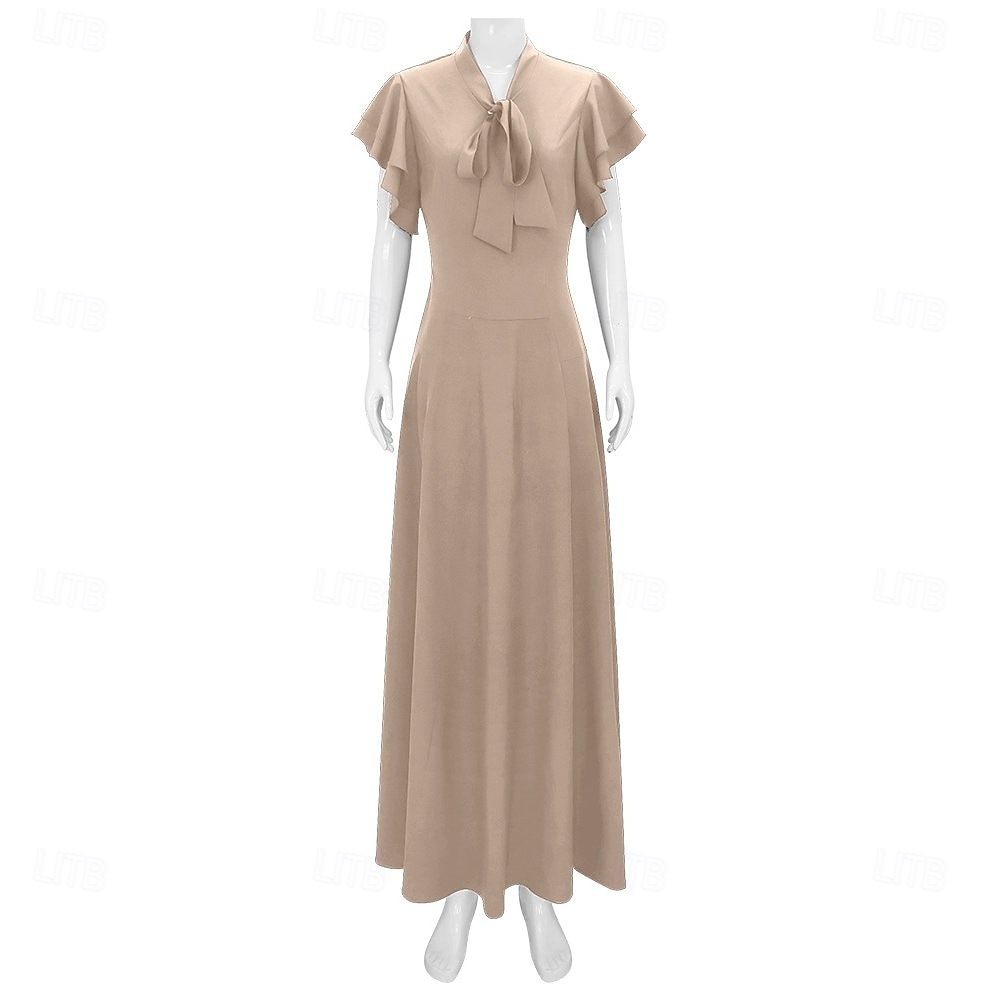 Vintage Rugido 20s 1920s Longitud Larga Vestidos Vestido Flapper Mangas cortas El gran Gatsby charlestón Color sólido Corte A Escote en Pico Disfraz Mujer Víspera de Todos los Santos Carnaval bar 2026 - $57.99 –P1