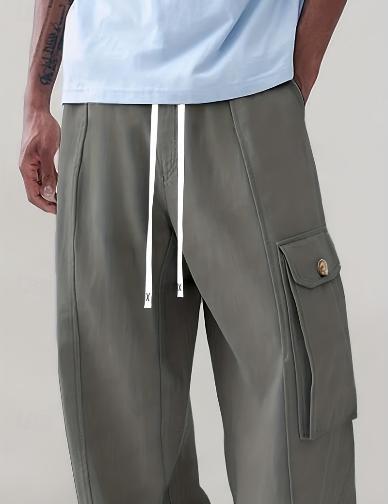 Per uomo Pantaloni Cargo Pantaloni Coulisse Tasca Semplice Comodità Traspirante Lunghezza al ginocchio Casa All'aperto Abbigliamento casual alla moda Vacanza Moda Verde militare Albicocca Inelastico del 2026 a $31.99 –P2