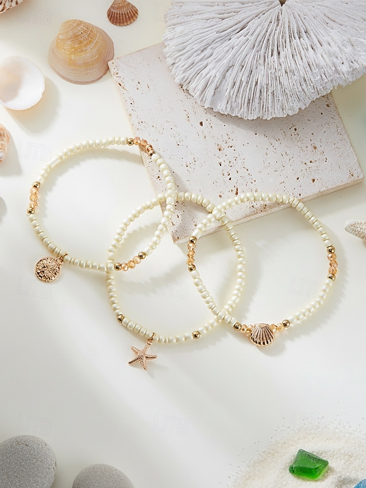 Women's Boho Elastic Beaded Anklet Set, Alloy Beads, Stretchable, Multi-Color, Trendy Summer Foot Jewelry, Perfect for Vacation, Travel and Daily Casual Wear 2026 - $7.99 –P10