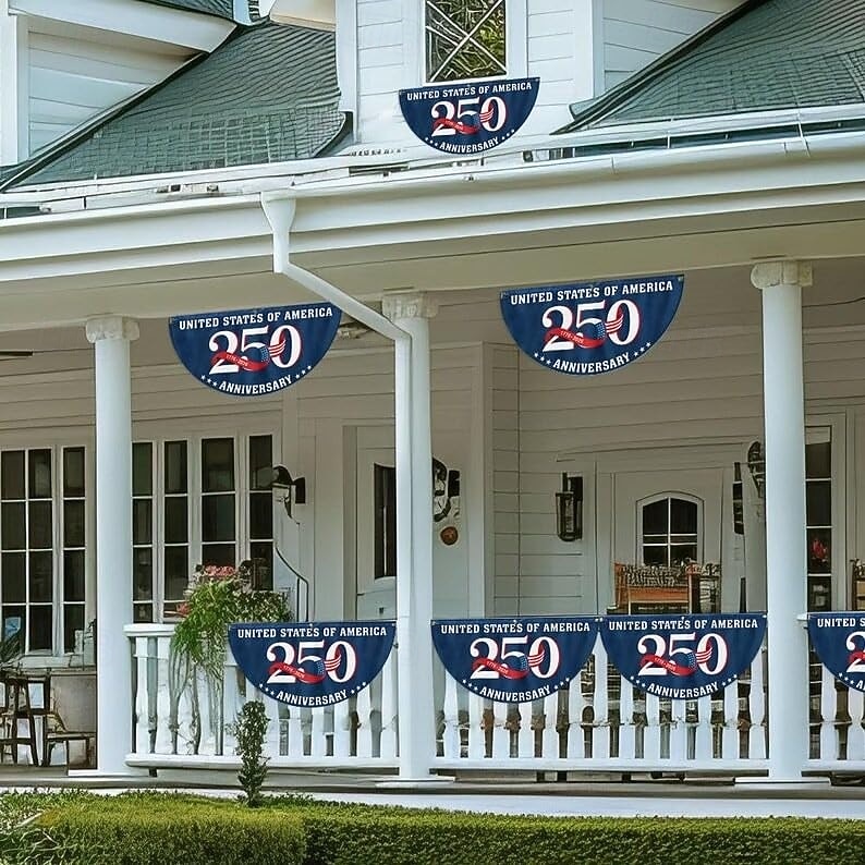 2 Stück U.S. 250. Jubiläumsflagge 1,5x3 FT 1776-2026 Fan-Flags Wimpel-Flagge patriotische Sterne Garten-Schilder hängende Dekoration für draußen Eingangstür Veranda Willkommens-Hintergrund mit 2026 - $17.99 –P3