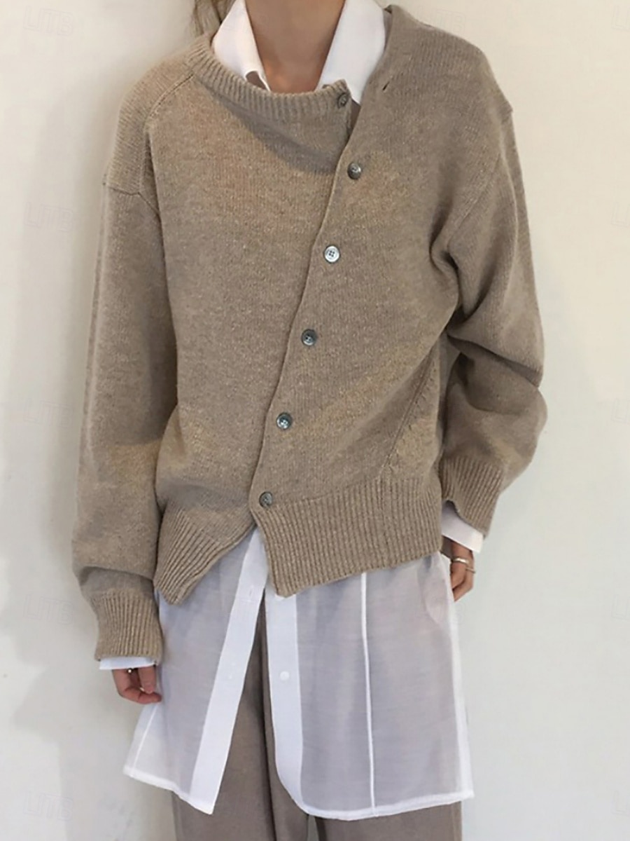 Per donna Felpa Cardigan Moda Streetwear Casual Tinta unica Girocollo Bottoni Lavorato a maglia Manica Lunga Top Regolari Maglia Quotidiano All'aperto Weekend Nero Arancione Primavera Autunno del 2026 a $37.99 –P1