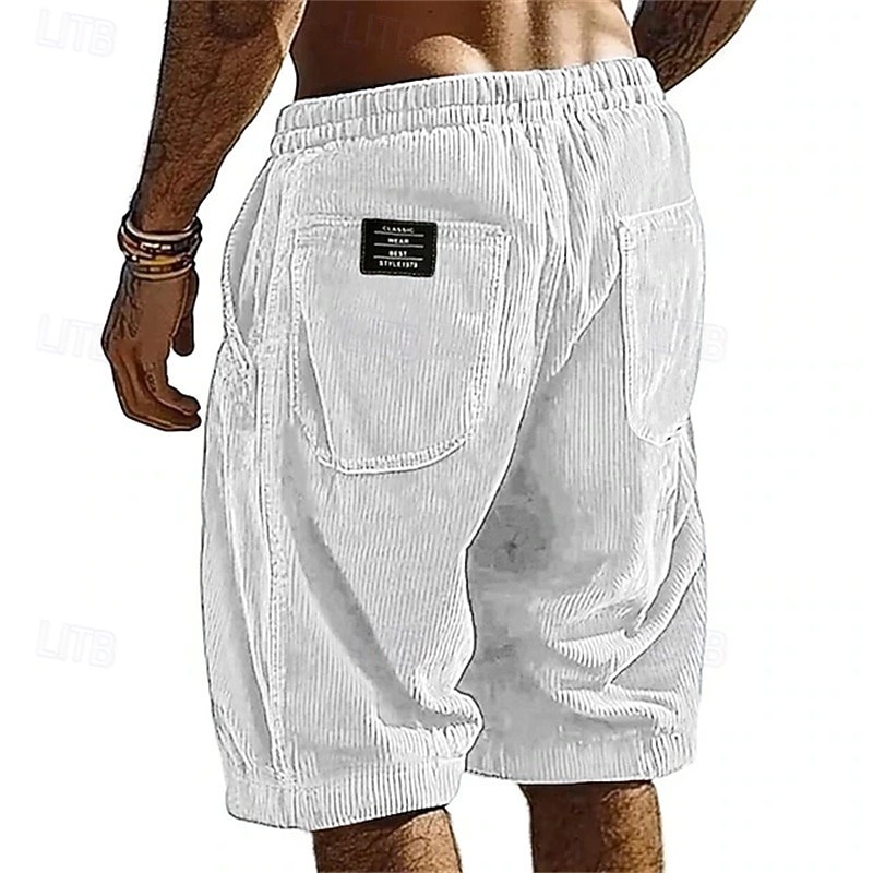 Homme Shorts Short décontracté Short en velours côtelé Avec Poches Taille Élastique Uni Respirant Longueur Genou Extérieur Vacances Tenue quotidienne Vacances Mode Noir Blanche Micro-Élastique de 2026 ? $21.99 –P13