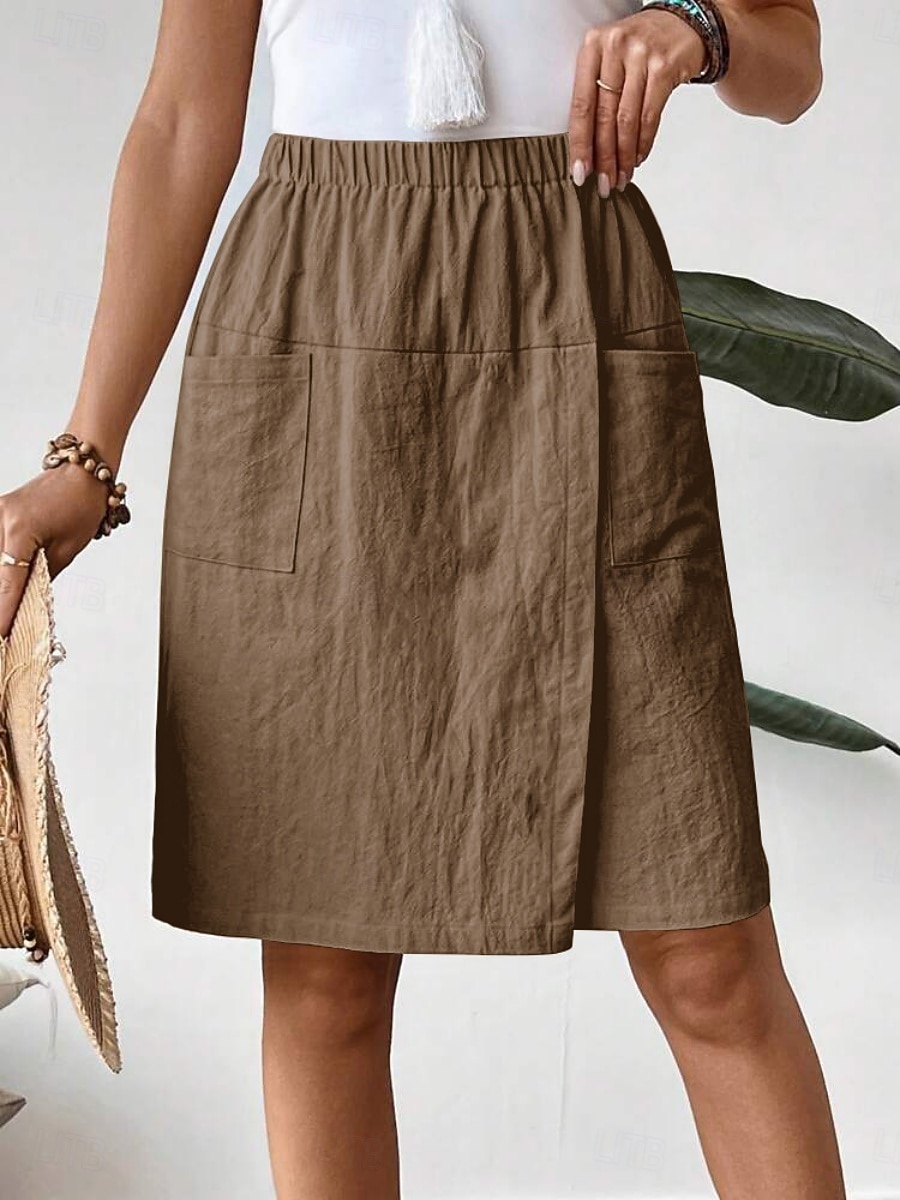 Γυναικεία Λινό από ψεύτικο βαμβάκι Σορτσάκια Καλοκαιρινό σορτς Διακοπές Μοντέρνα Κομψό στυλ street Μήκος γόνατος Ψηλή Μέση Σκέτο Κορδόνι Τσέπη Ελαστική μέση Άνεση Ικανότητα να αναπνέει Άνετο 2026 - $21.99 –P9