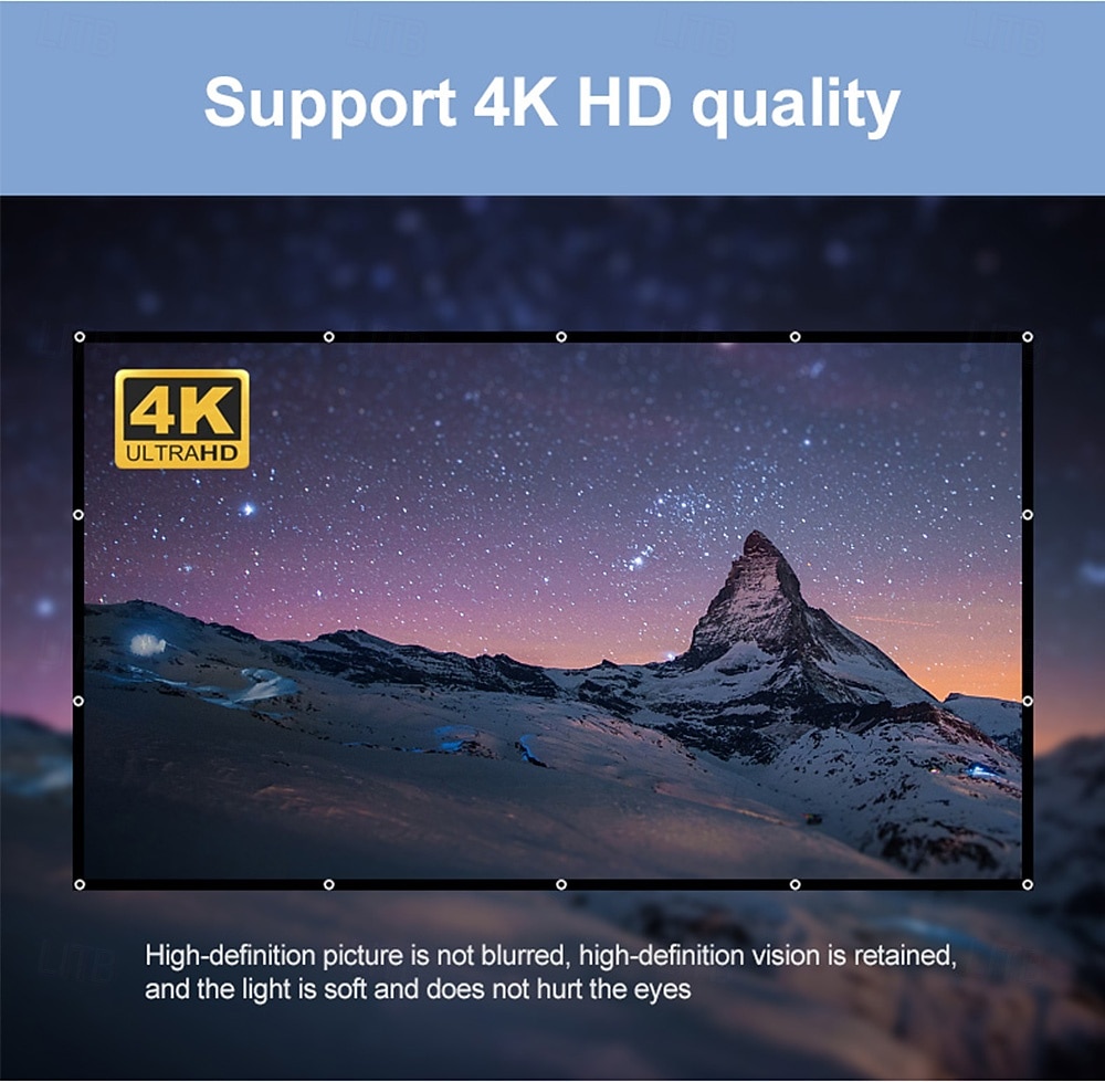 Projector Screen 16:9 HD 4K, Foldable Portable Projection Screen for Home Theater, Indoor Outdoor Movie Screen with Reinforced Edges and Grommets, Anti-Crease Video Screen for Office & Backyard 2026 - $19.99 –P4