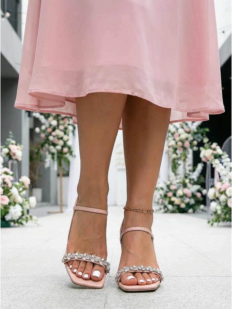Sandálias femininas rosa com salto bloco - sapatos para damas de honra em casamentos urbanos de 2026 por $34.99 –P1
