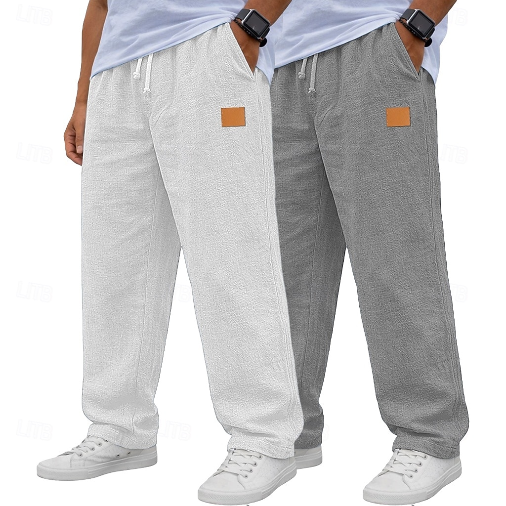 Hombre Pantalones de lino Pantalones Pantalones de verano Pantalones anchos Correa Cintura elástica Pierna recta Plano Ligero Transpirable Longitud total Diario Exterior Festivos Vacaciones Moda 2026 - $31.99 –P9